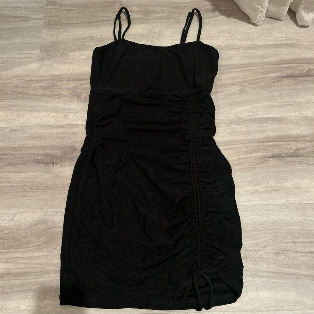 J.O.A. Black Ruched Mini Dress